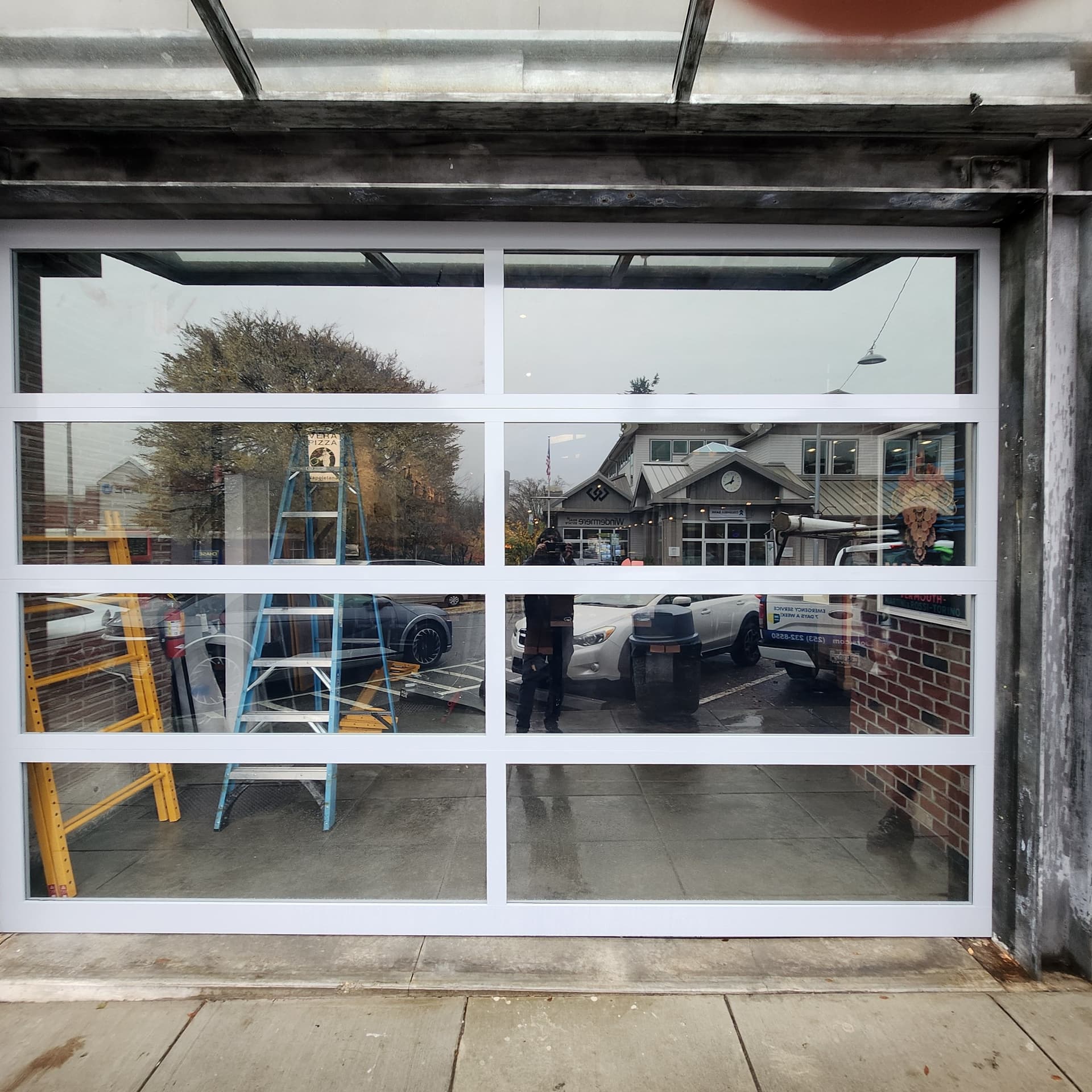 Sleek Glass Garage Door Installation in Bainbridge Island image